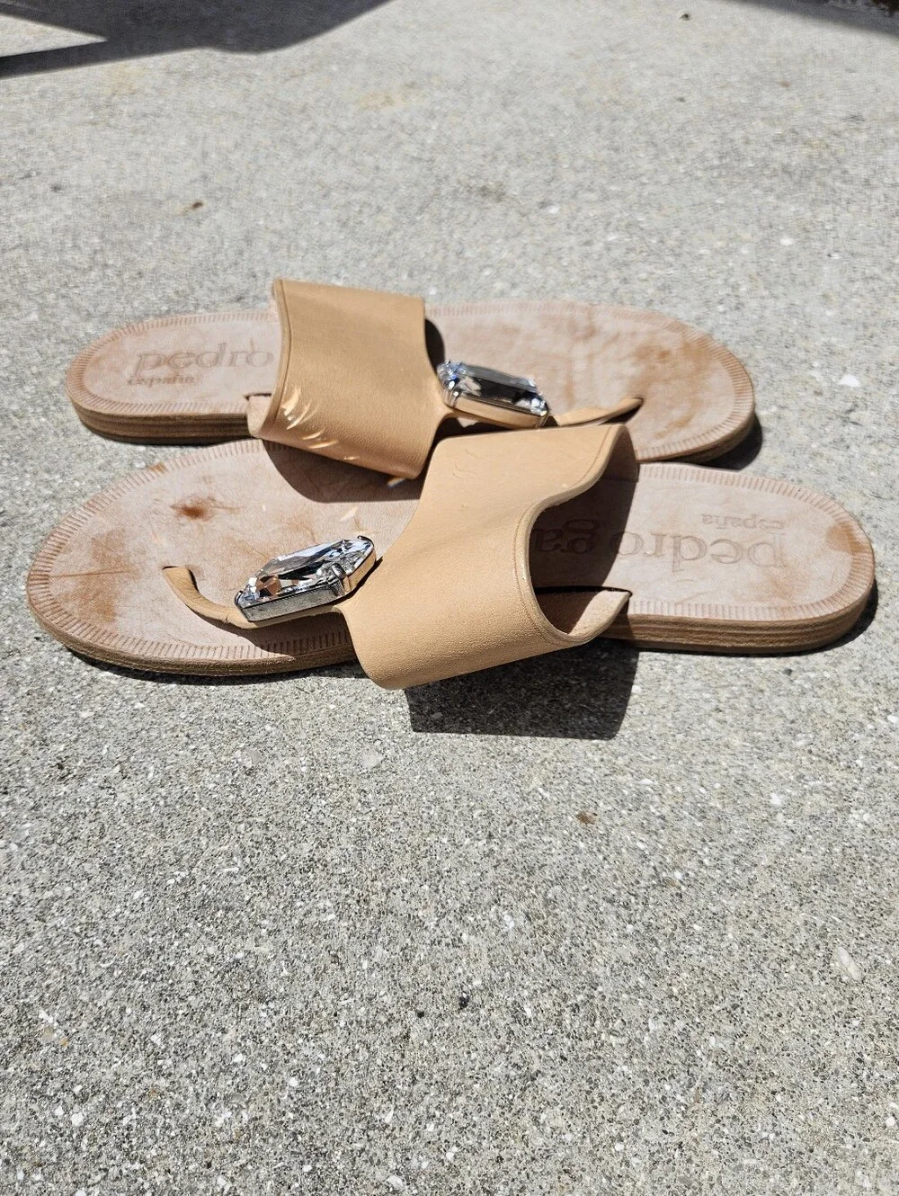 Pedro Garcia Espana Womens Thong Sandals Size 7 EUR 37 Swarovski Crystals Brown